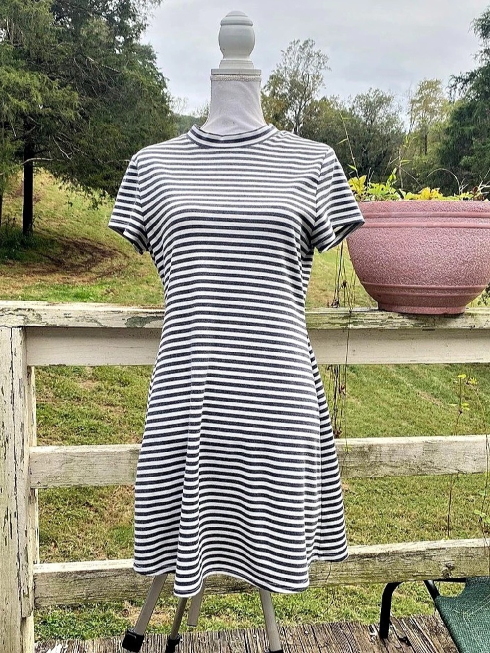 FP Beach Striped Mini Dress in Black & White Size Medium
